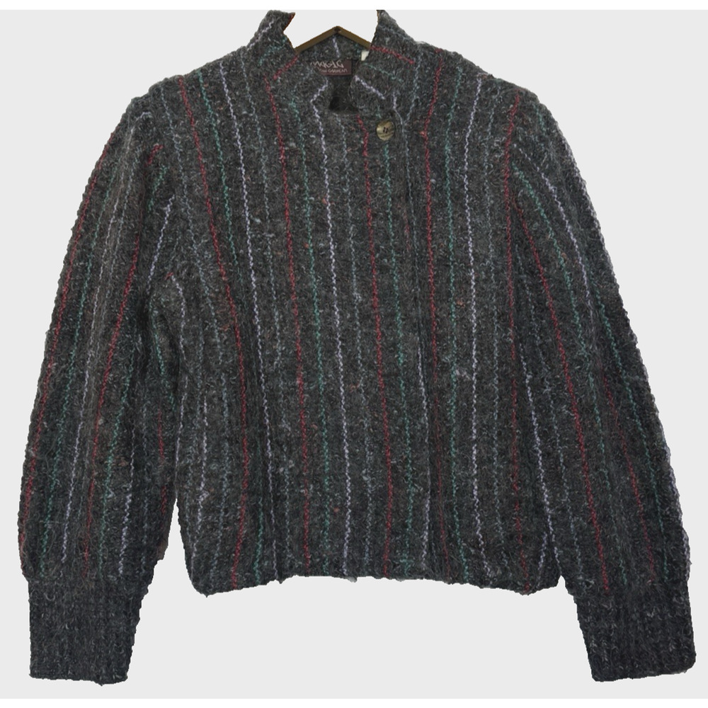 Vintage 80s It's Magic Toni Garment Striped‎ Wool Crop Jacket Size M Prep Grunge